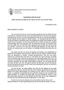 Brief Hoogfeest Johannes van het Kruis 2022